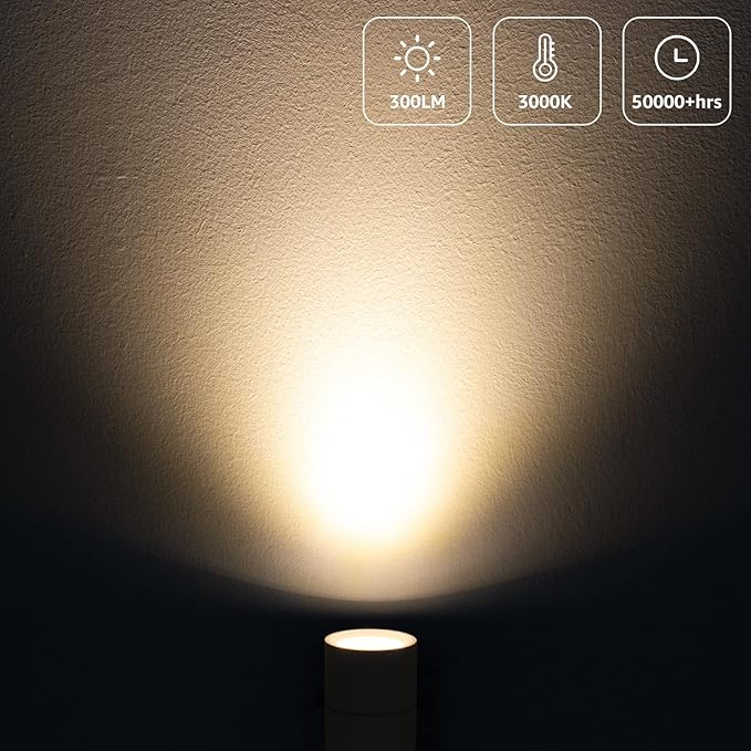 SUNVIE 2 Pack LED Up Lights Indoor, 3W Spot Lights for Indoor Use with 3000K Warm White, 120V Spotlights for Plants Pictures Artwork Uplighting & Accent Lighting, 5.9 FT Plug Cord with Foot Switch