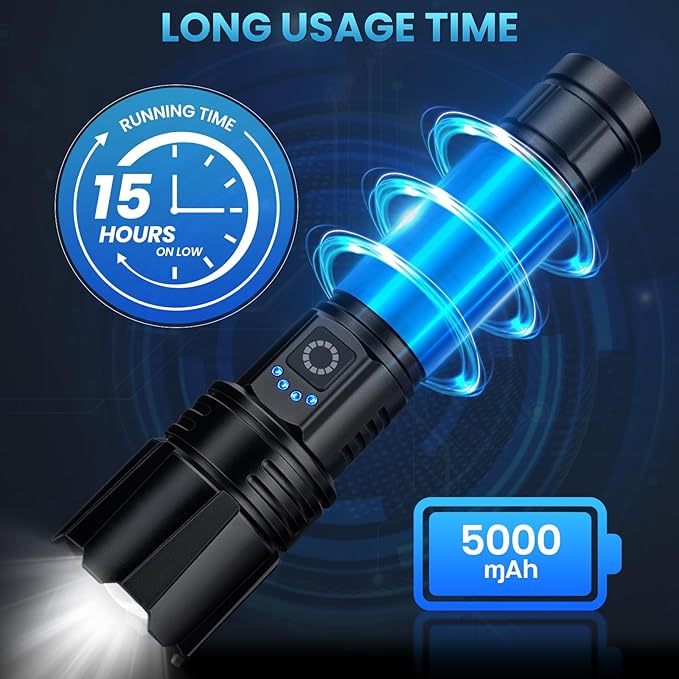Rechargeable LED Flashlights High Lumen,99,000 Lumens Super Bright Flashlight,Powerful Flash Light with 5 Modes Waterproof Handheld Flashlight for Home Outdoor Camping