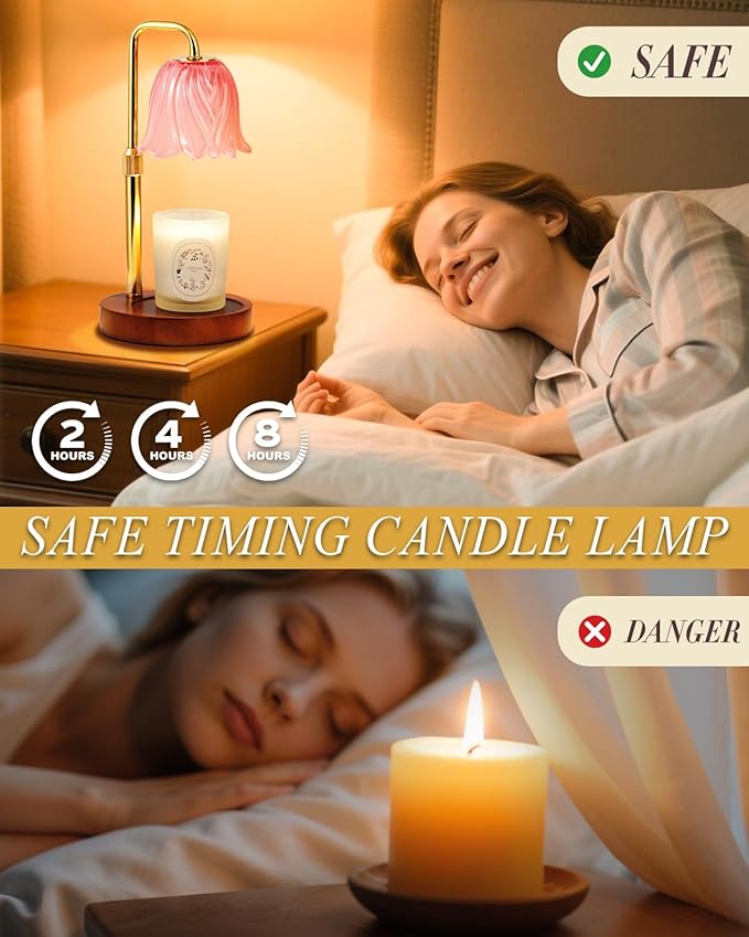 Flower Candle Warmer Lamp with Timer Dimmable, Candle Warming Light Height Adjustable, Birthday Gifts for Women, Candles Warmer Light for Jar Candles, House Warming Gifts New Home Decor