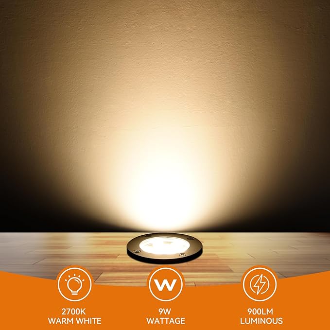 Low Voltage Landscape Lighting - 6W Well Light,12-24V LED In-Ground Landscape Light, IP67 Waterproof Landscape Lighting,3000K Paver Lights Warm White for Yard, Garden, Patio (12 Pack)