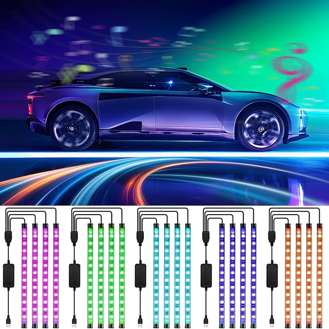 Car Led Lights Interior with Smart APP Control, Sync Music,DIY Mode,Multicolor led Car Interior Light Kits,5V USB Led Lights for Cars, Trucks, SUVs