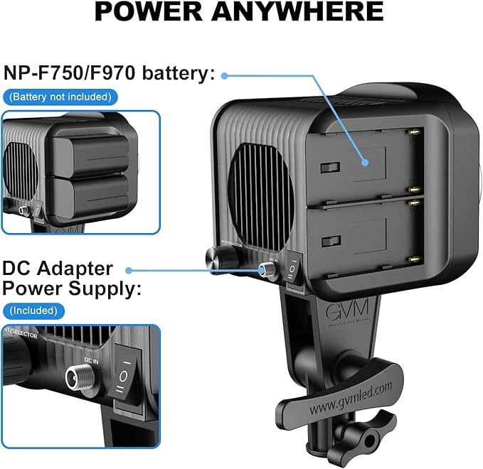 GVM 80W Video Light, Continuous Lighting for Photography with Bowens Mount, 5600K, 44100Lux/0.5m Studio Light with APP, CRI 97+ 8 Scene Lights Support AC Adapter & NP Battery