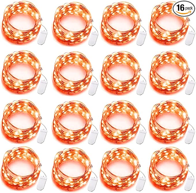 SOCO 16 Pack LED Fairy Lights Battery Operated - 10FT 30LED Copper Wire Mason Jar String Lights, IP65 Waterproof, Bendable for Indoor/Outdoor, Christmas, Wedding, Party, Camping Decor
