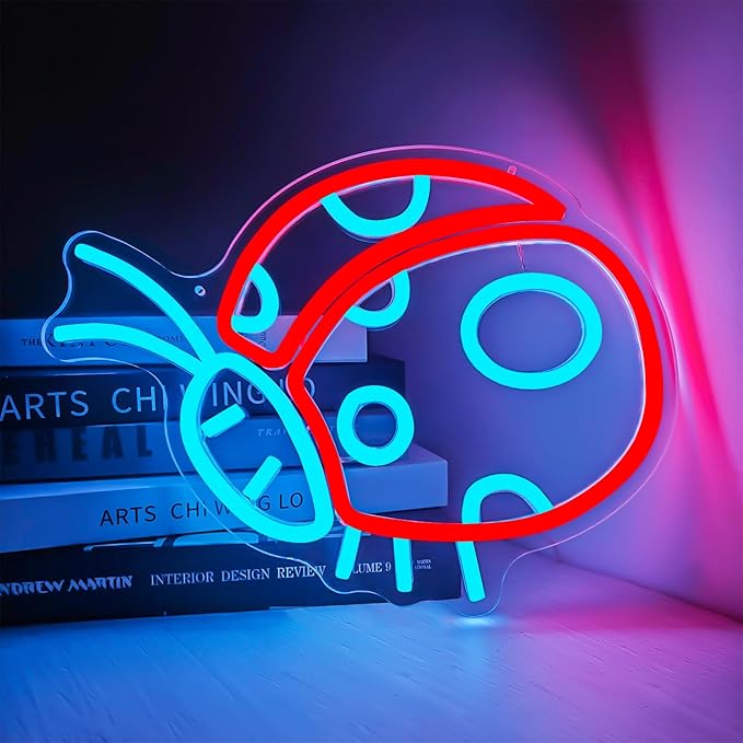 Ladybug Neon Signs for Wall Decor Cute Neon Sign Ladybug Led Sign Ladybug Light Up Sign Dimmable Neon Lights for Bedroom Birthday Party Easter Christmas Ladybug Decor Gifts