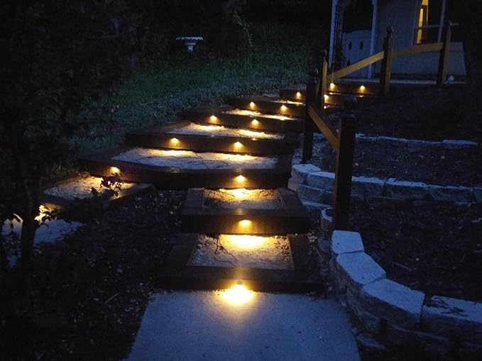 FVTLED Pack of 20 Warm White Low Voltage LED Deck Lights kit Φ1.38 Outdoor Garden Yard Decoration Lamp Recessed Landscape Pathway Step Stair Warm White LED Lighting, Black