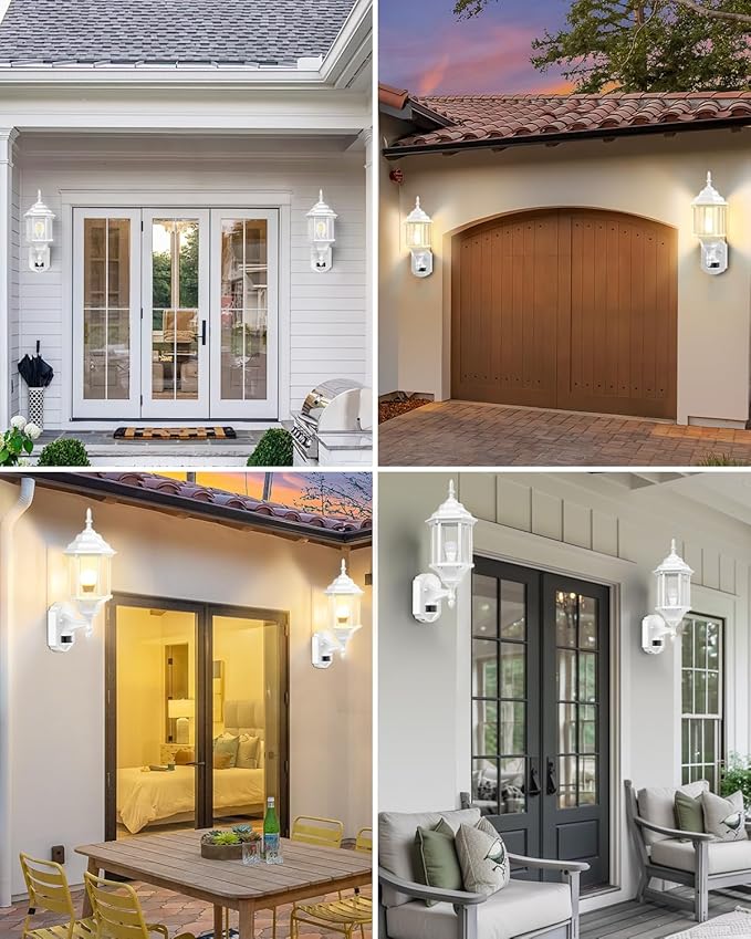 Redluck Motion Sensor Outdoor Lights, 16 inch Dusk to Dawn Outside Porch Lights, Waterproof Anti-Rust Aluminum Outdoor Wall Lights Exterior Lighting Fixtures for House, Garage, Front Door, White