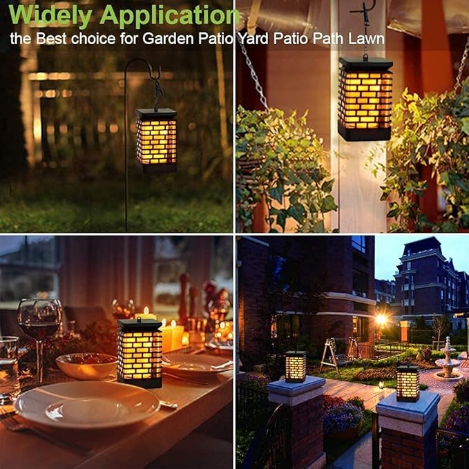 EOYIZW Solar Outdoor Lights 2 Pack- 99 LEDs Flickering Flame Solar Lantern for Garden Decor- IP65 Waterproof Garden Decor for Halloween Patio Yard Porch