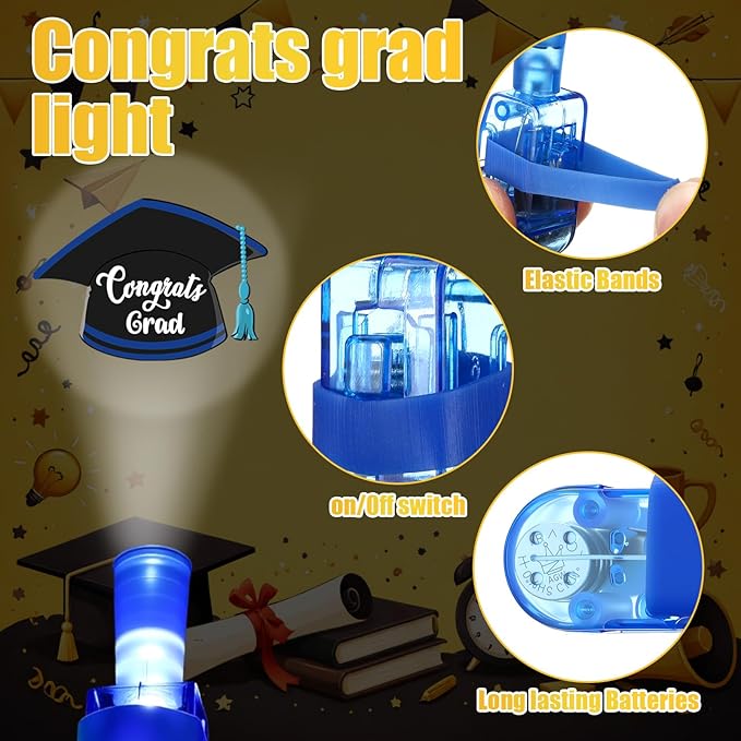 Tuanse 36 Pcs Happy Graduation Grad Congrats Finger Lights Gifts Bulk Super Cute Themed Birthday Party Favors Finger Flashlights Glow in the Dark School Rewards Gifts Boys Girls