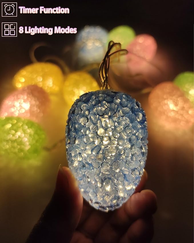 Easter Egg Lights String 6.8FT 10 LED Pastel Egg Light Shatterproof with Timer, Indoor Outdoor Easter Lights Battery Operated String Light for Home Tree Office Bedroom Patio Spring Themed Party Decor
