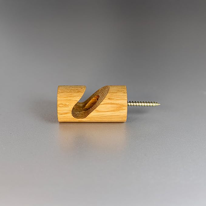 Oak Ceiling Hook 2in, Scandinavian Modern Style, Screw Mount for Plants, Pendant Lights, Garlands, Cord Management