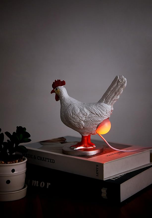 Upgraded Chicken Egg Lamp, Chicken Lamp, 16 Colors Change with Remote Control, 3D Resin Chicken Night Light with USB, Color Gift Box, Easter Birthday Gift for Friends (F)