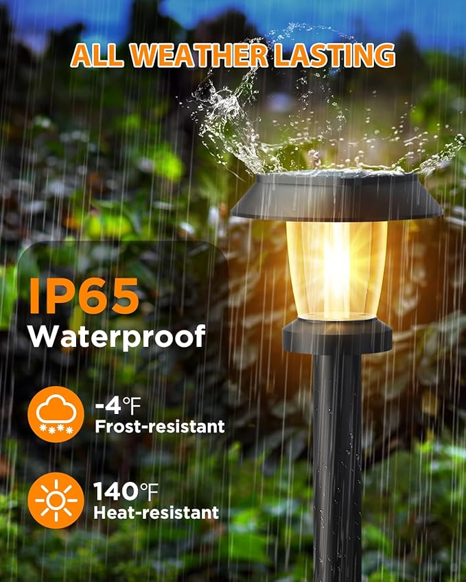 ALEPOD Solar Pathway Lights Outdoor - 10 Pack Solar Powered Garden Lights Waterproof IP65, Decor Landscape Lighting with Three Lighting Modes for Yard, Lawn, Walkway, Driveway, Warm White