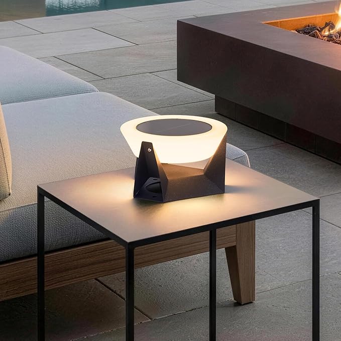 Solar Lamp, Small Solar Table Lamp, 3000K Outdoor Lanterns for Patio Waterproof, Modern Lantern Outdoor Table Lights, LED Garden Light, Dusk to Dawn Floor Lamps for Outside Deck Yard Decorative