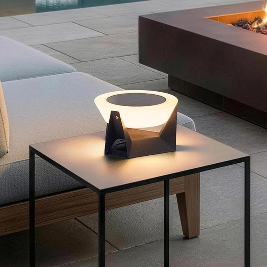 Solar Lamp, Small Solar Table Lamp, 3000K Outdoor Lanterns for Patio Waterproof, Modern Lantern Outdoor Table Lights, LED Garden Light, Dusk to Dawn Floor Lamps for Outside Deck Yard Decorative