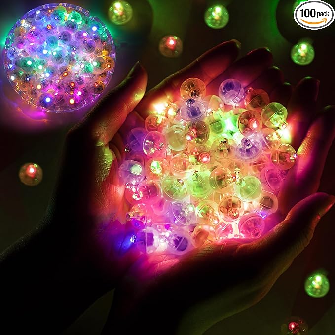 100pcs Flash Colorful Balloon Lights Mini Led Lights Round Long Standby Time Ball Lamps Paper Lantern Balloons Lamps for Birthday Party Christmas Halloween Decoration Rainbow