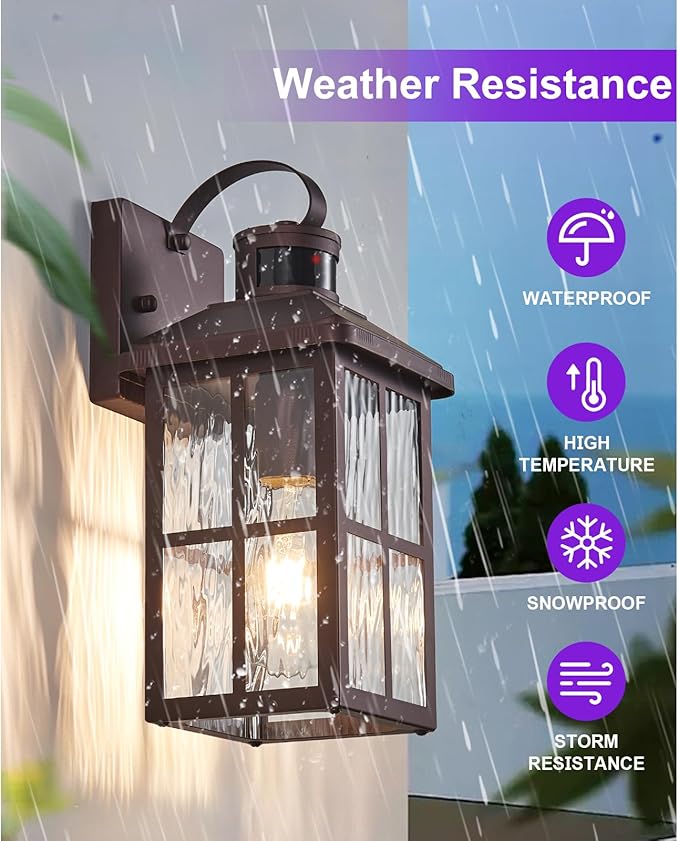 2 Pack Motion Sensor Porch Light Dusk to Dawn Outdoor Wall Light Bronze Exterior Lighting Fixtures Modern Outside Wall Mount Coach Lamp for House Garage Patio Front Door