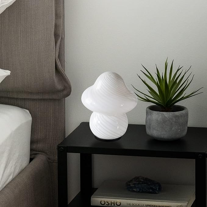 COOSA Mushroom Lamp, Glass Bedside Table Lamp, Night Lamps, Cute Small Nightstand Desk lamp for Home Decor, Study, Living, Bedroom, Gift，Bulb Included
