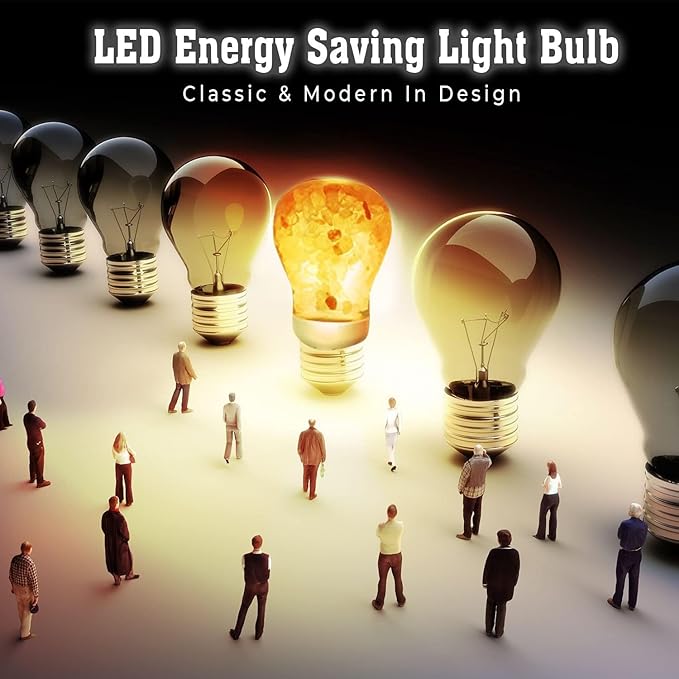 Himalayan Glow Natural Pink Salt LED Light Bulb, Warm Amber Glow - 60 Watt Equivalent light Bulb, Dimmable, E26 Edison light bulb for Homes, Decor, Offices