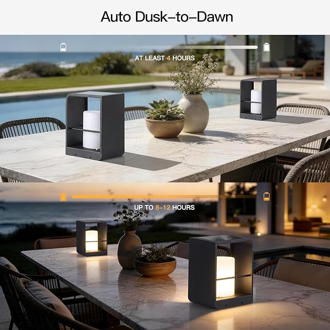 11" Tall Solar Lanterns, 3000K LED Outdoor Table Lamp Waterproof, Modern Solar Floor Lamp, Landscape Outdoor Lights Solar Powered Lantern, Dusk to Dawn Patio Light for Yard Deck Path Garden Pool