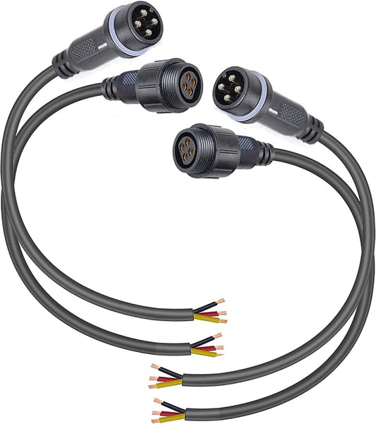 Waterproof Connectors 4 Wire,14AWG Male Female Plug LED Connector with 4Pin Waterproof Connectors,IP68 25CM Extension Cable for Car, Truck, Boat,LED Strip Lights,(2Pairs)