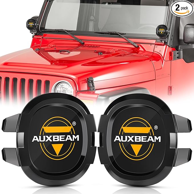 Auxbeam 4 inch LED Pod Covers, 2PCS Black Round Offroad Driving Work Lights PC Protective Covers, Light Bar Lens Covers Waterproof Dustproof for Truck SUV ATV UTV Jeep Wrangler Motorcycle