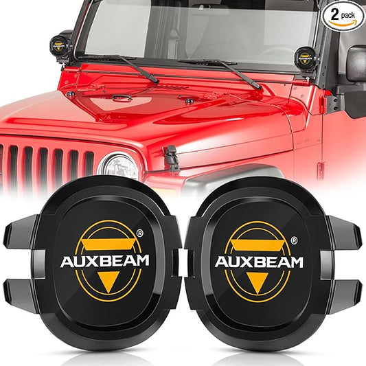 Auxbeam 4 inch LED Pod Covers, 2PCS Black Round Offroad Driving Work Lights PC Protective Covers, Light Bar Lens Covers Waterproof Dustproof for Truck SUV ATV UTV Jeep Wrangler Motorcycle