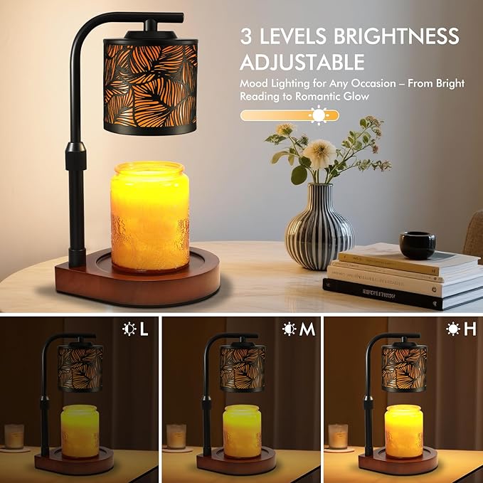 Candle Warmer Lamp with Timer & Dimmer- Electric Wax Melt Warmer with Adjustable Height for Scented Candles, Home Décor Fragrance and House Warming Birthday Gifts for Women Mom