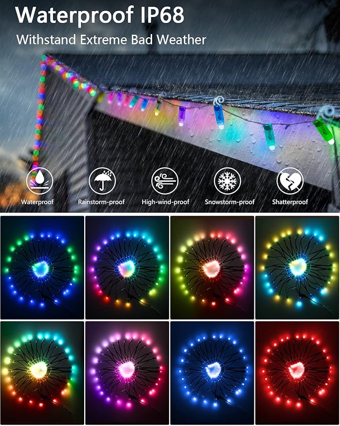 ALITOVE 24V WS2811 LED Pixel String Lights 250pcs Individually Addressable RGB Module 12mm Diffused Bullet Pixel Lights IP68 for Billboard House Halloween Christmas Outdoor Decor, 12inch Spacing