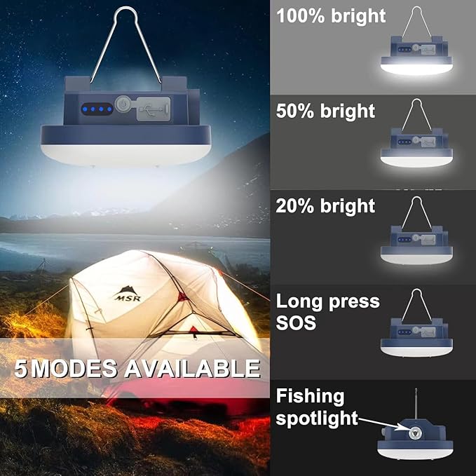 4 inch LED Camping Lantern Rechargeable TeiNewBy 1500LM 10000mAh up to 120 Hours Running, 4 Light Modes, IP54 Waterproof,Magnetic Base for Hurricane Emergency, Outdoor, Hiking, Home and Car(30W)