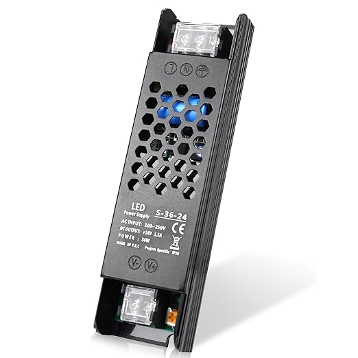 LED Driver 24V 36W 1.5A Slim Power Supply, AC 110V/240V to DC Adapter, Constant Voltage Transformer for Strip Lights, Bulbs, Garden and Cabinet Lighting