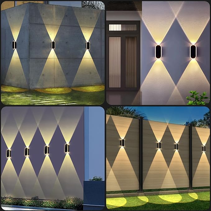 2PK Solar Fence Lights Outdoor - 3000/4000/6000K 3 Modes, IP65 Waterproof Fence Lights Solar Powered, Solar Wall Lights Outdoor for Backyard/Garden/Patio/Garage and Wall Decor