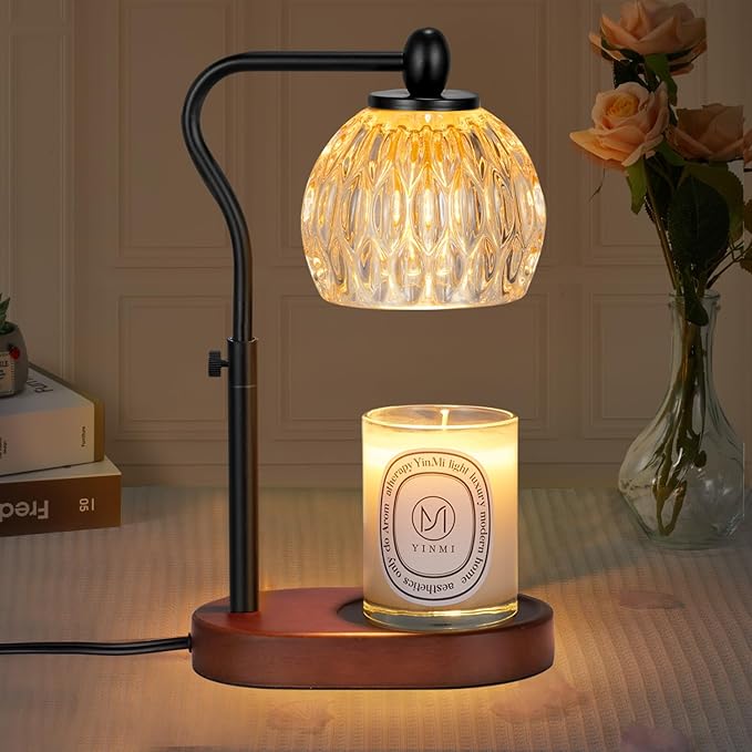 Candle Lamp with Timer & Dimmer - Height Adjustable for Scented Candles, with 2 * 50W Bulbs - Home Decor Gift for Mothers Day (Black)