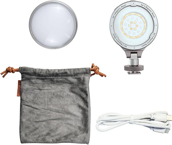 Harlowe Sol 5 Spectra On Camera Light Kit Portable Cold Shoe Mount RGBCW Camera Light 1700K-10000K CRI/TLCI 96+ 36000 Colors RGB Video Light with Touchpad and Magnetic Mount System