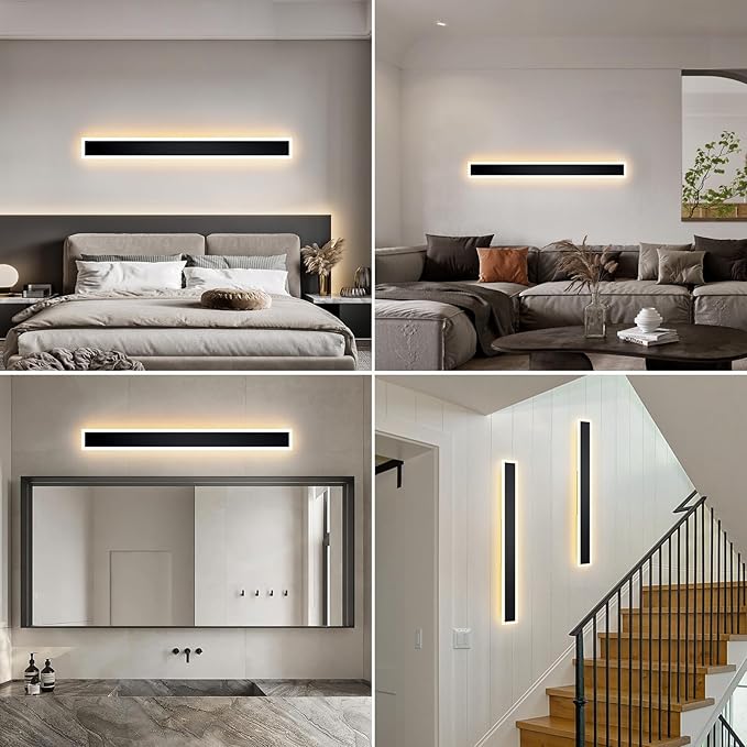 2 Pack 31.4 inch Modern Led Outdoor Wall Light, 3000K-6000K 10%-100% Dimmable Lights for Outside, IP65 Waterproof Wall Sconce Light with Remote Control for Porch,Hallway, Garage,Patio,Stairway,Yard