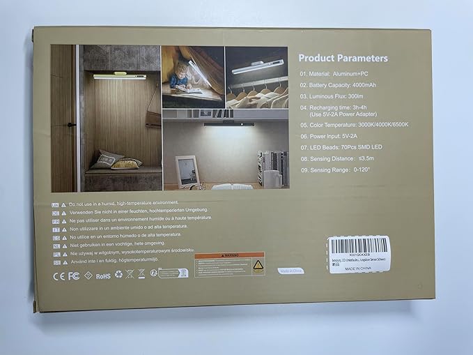 Battery Powered Operated Wall Strip Lights, Motion Sensor LED Light Bar Indoor, Rechargeable Magnetic Under Cabinet Lighting Wireless with Remote Control for Desk Mirror Closet Kitchen-Black