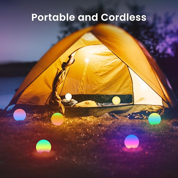 LOFTEK 3-inch Smart Sphere Night Light, Multi-Color Rechargeable Ball Lights, RGB Mood Lighting, Waterproof Ambient Light for Home Bedroom Patio Pool Decorative Lighting, Halloween, Xmas Gift, 1 Pack