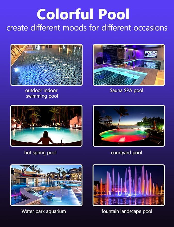 Direct Replacement for Pentair Globrite Pool Light - 1.5 Inch Pool Lights 12VAC 100ft Cord RGB Color LED Changing Swimming for Inground Pools/Spa