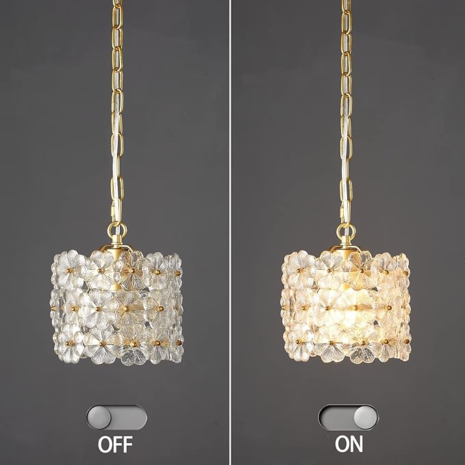 Crystal Pendant Light, Gold Adjustable Hanging Ceiling Light Fixture Modern Pendant Lighting for Kitchen Island, Dining Room, Living Room, Bedroom