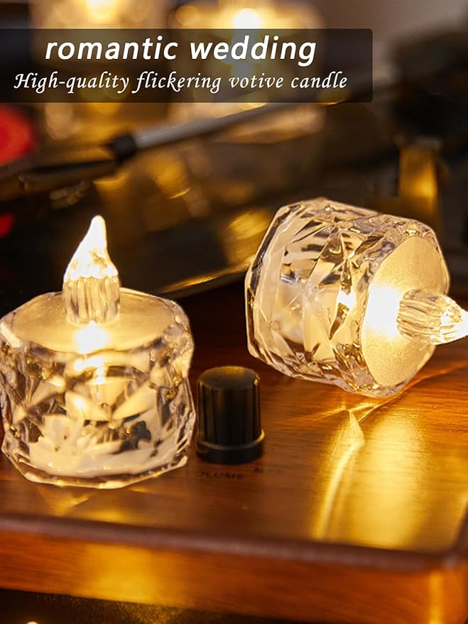 12PCS Flameless Candles, Battery Operated LED Tea Lights for Valentine‘s Day, Christmas, Wedding, Anniversary, Table Centerpiece Decor, Wishing
