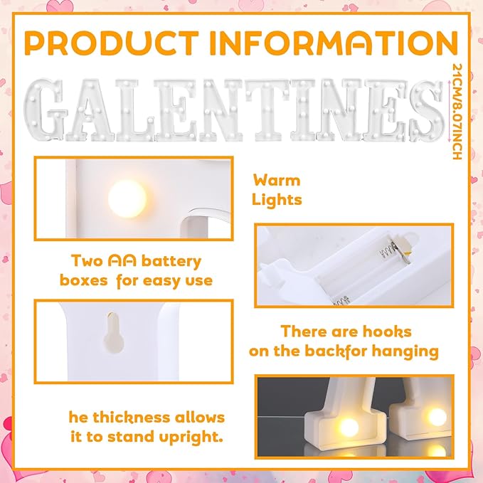 10 Pcs Galentine's Day Decorations 8.3 Inch Large LED Letter Lights Party Decor Table Centerpiece Battery Powered Galentines Day Table Decorations for Party Decor Gift