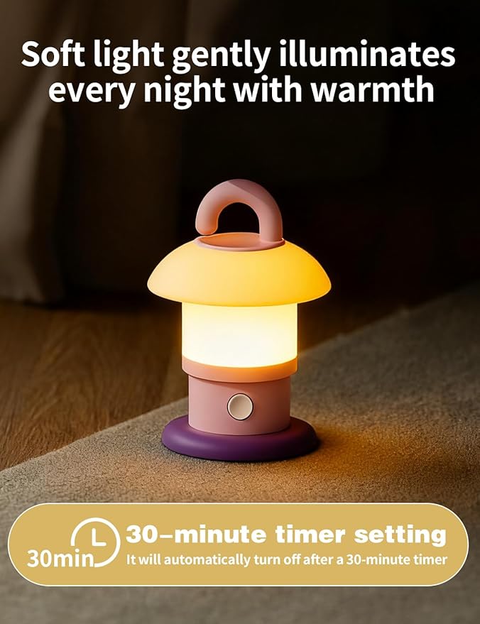 LED Night Light for Bedroom - Tap Control Table Lamp with 3 Brightness Levels, USB Rechargeable & Battery Powered Bedside Lamp for Kids and Nursery Christmas Gifts for Birthday