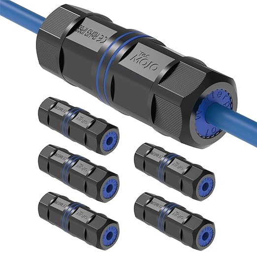 Tecmojo Waterproof Cat6 Coupler, IP68 Outdoor Ethernet Connector for CAT6/CAT5E/CAT5,Shielded RJ45 Ethernet Extender for IP Camera and PoE Device, 3.2in,6 Pack