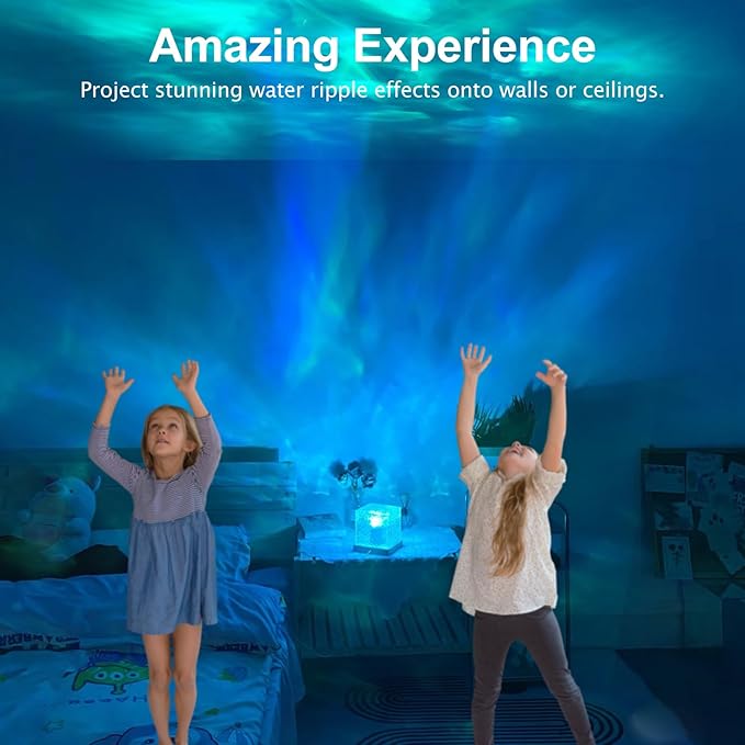 2 Packs Cordless Luminorthe Cube Lamp,Aurora Glow Ocean Lamp Northern Lights Cube Ocean Wave Projector with 16 Colors and Dynamic Ripple Effect for Living Room Bedroom Decor - 5.1"