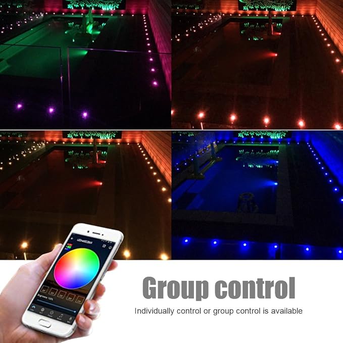 FVTLED Low Voltage LED Step Lights, 10pcs RGB LED Landscape Stair Lights Outdoor Deck Lighting WiFi Controller Φ1.97 Recessed Lights, Compatible with Alexa Google Home