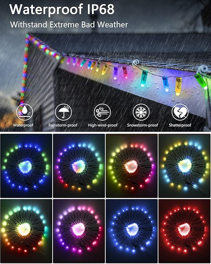 ALITOVE WS2811 12V LED Pixel Lights with xConnect RGB Addressable Bullet Pixels String Lights 100pcs IP68 Waterproof 12mm Diffused Programmable Color Chasing for Halloween Christmas Outdoor Decor