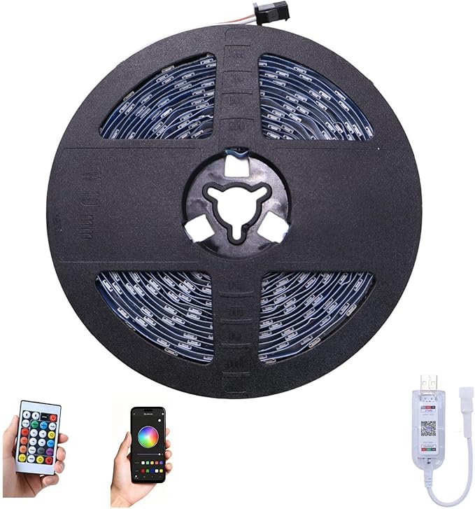 WS2812B RGB LED Strip Light-KA001 5M/16.4FT APP Remote Control for Bambu Lab X1/P1P/P2S/H2D 3D Printer Accessories MakerWorld Models Lamp 300 LEDs Ideal DIY 3D Print Valentine's Day Gift