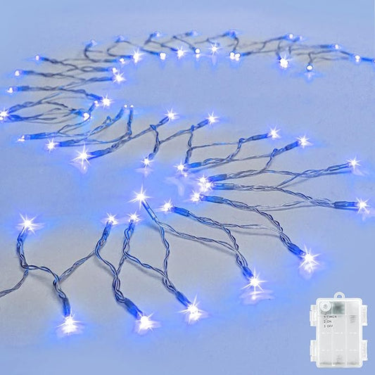 String Lights Outdoor Waterproof 9.8ft 30 LED, Blue Fairy Lights Battery Operated with Timer Clear Wire for Indoor & Outdoor Christmas Halloween Decorations Garland Party Garden