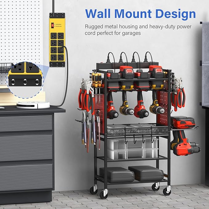 CCCEI Yellow Heavy Duty Power Strip Surge Protector 20 AMP, 8 Outlets 12 Gauge Industrial Shop Garage Metal Multiple Outlets, 12 FT Extension Cord 5-15P Adapter High Amp 6-20R T-Slot 20a for Appliance