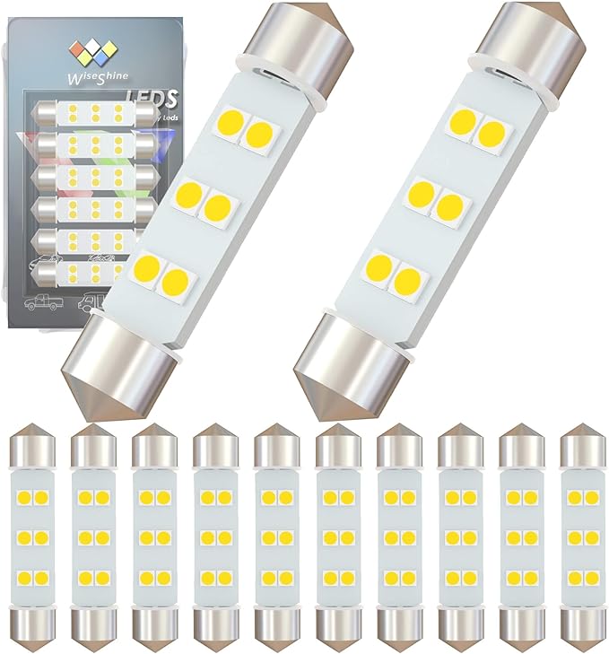 DC 12V 44mm 569 Led Bulb Natural White 578 212-2 561 LED Festoon Bulb for Automotive Interior Reading Map Glove box Lights (Pack 12)