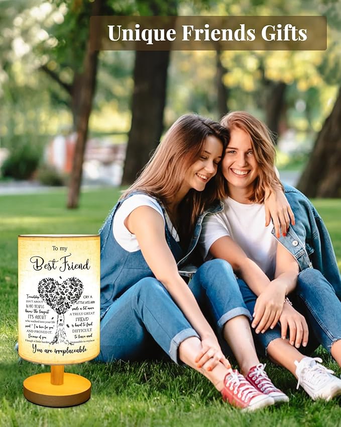Best Friend Birthday Gifts for Women, to Friend Fabric Table Lamp, Mothers Day Birthday Gift for Best Friends, Friendship Gifts for Women Bedside Table Lamp Gifts for Bestie BFF